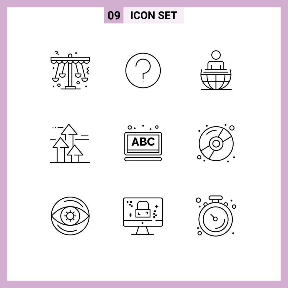 grupo de símbolos de iconos universales de 9 contornos modernos de límites romper marca romper elementos de diseño vectorial editables modernos vector