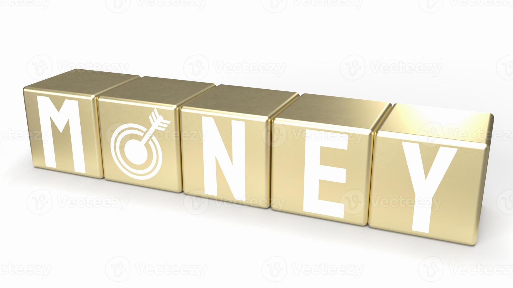 The money word on gold cube on white background for business concept 3d rendering photo