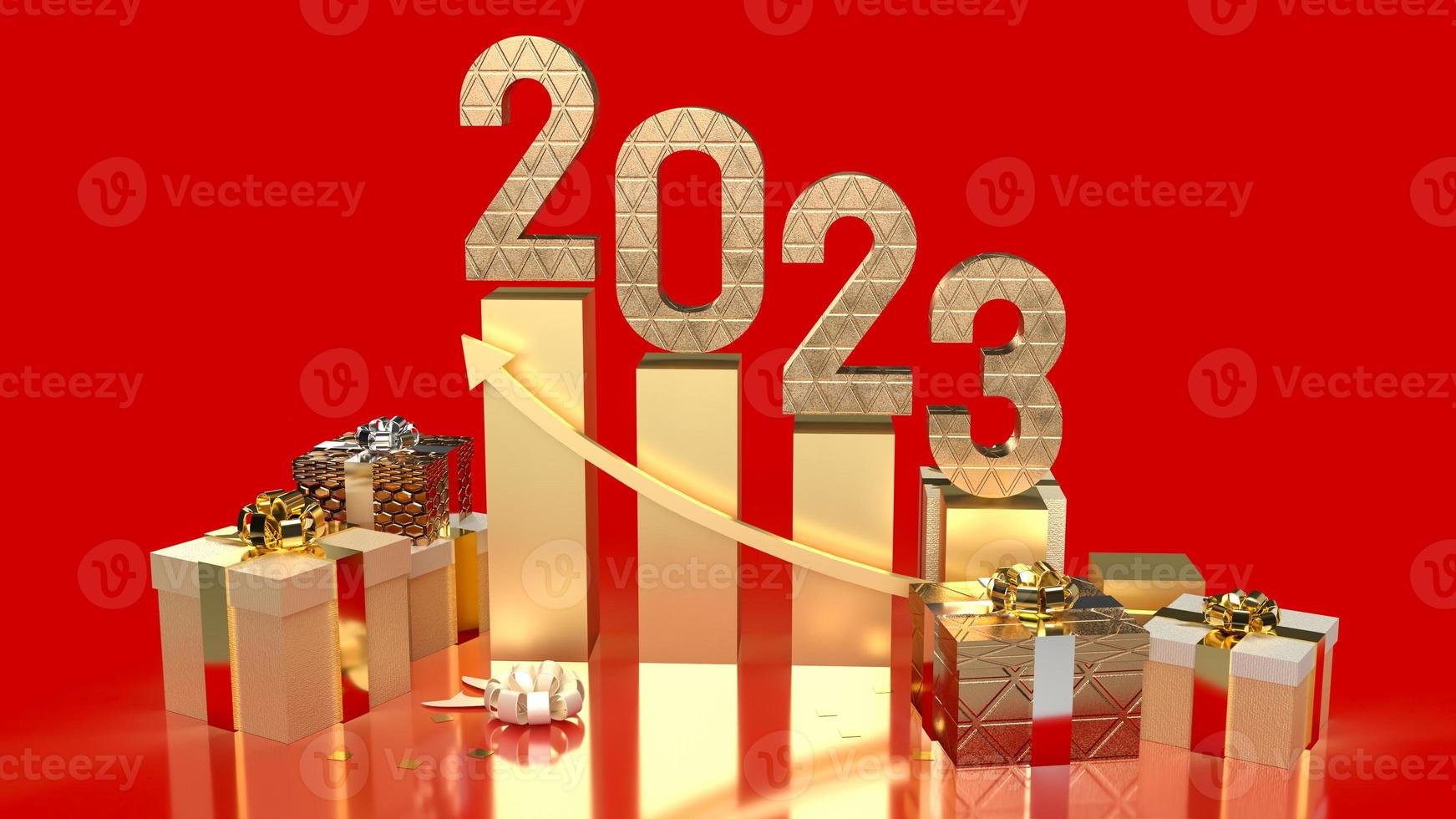 The 2023 gold number for new year or celebration  concept 3d rendering photo