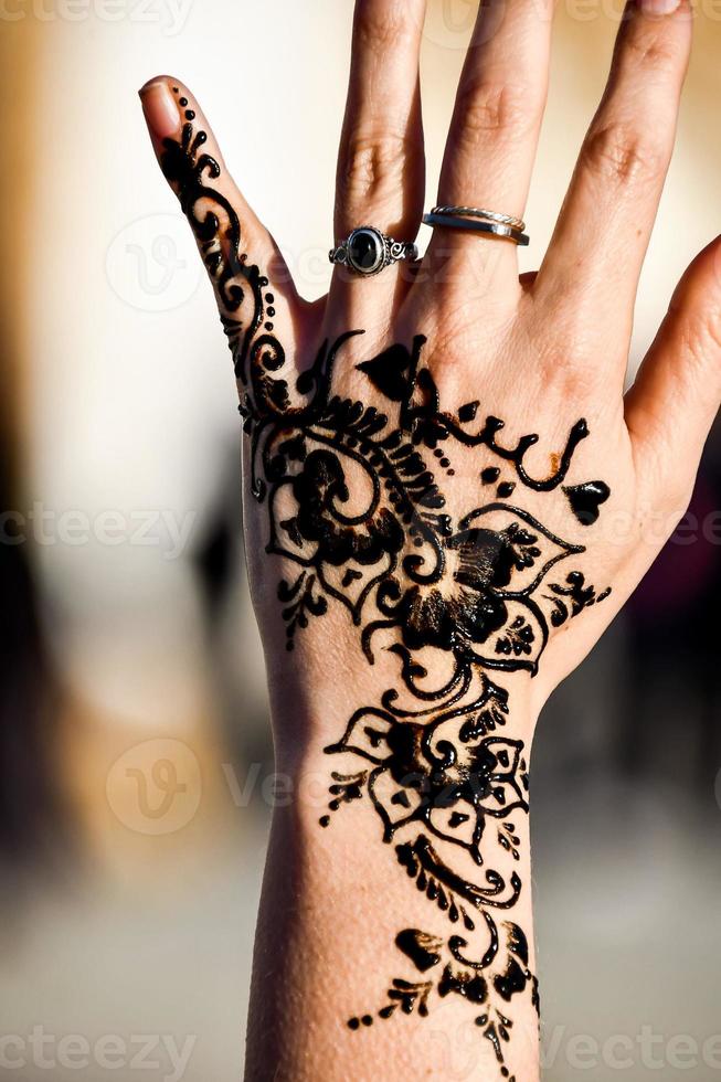 Henna tattoo detail photo