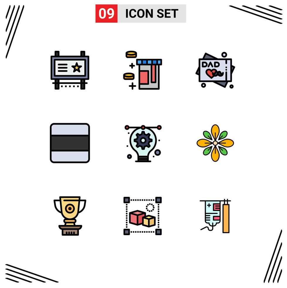 9 Creative Icons Modern Signs and Symbols of designing artwork fathers day greeting card vertical layout Editable Vector Design Elements