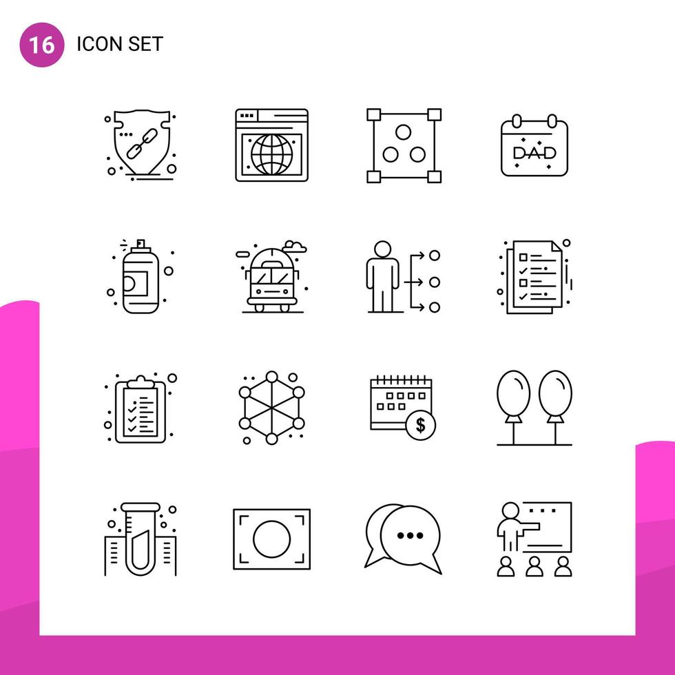 paquete de conjunto de iconos de contorno de 16 iconos de línea aislados en fondo blanco para aplicaciones móviles y de impresión de diseño de sitios web receptivos vector