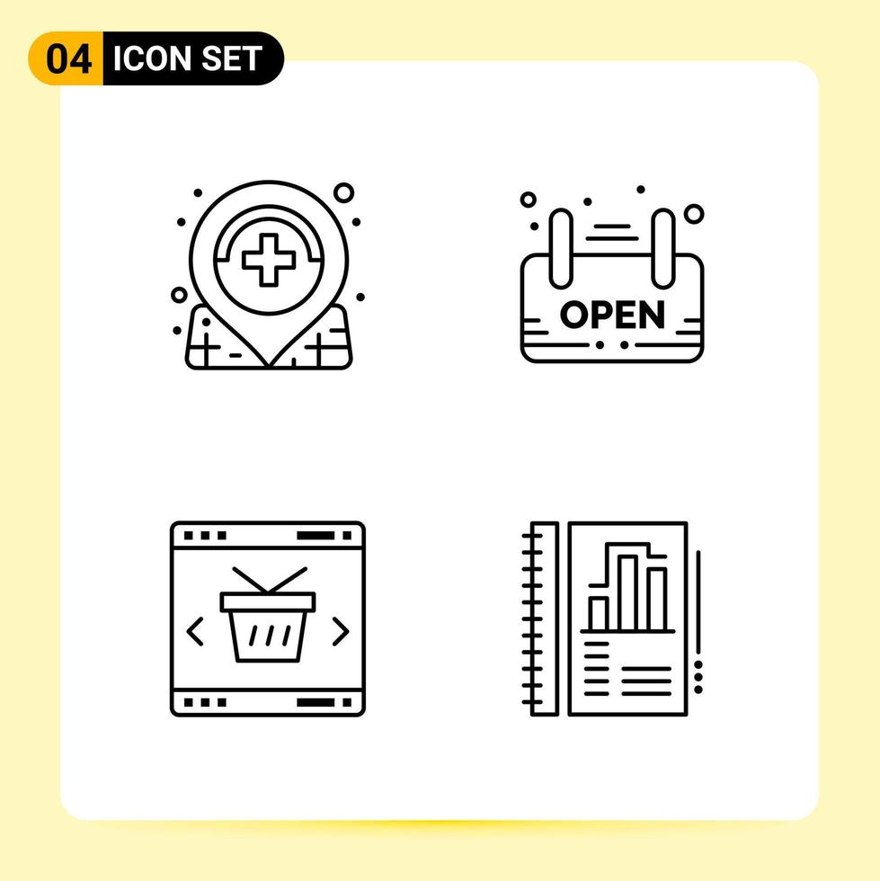 4 Creative Icons for Modern website design and responsive mobile apps 4 Outline Symbols Signs on White Background 4 Icon Pack vector