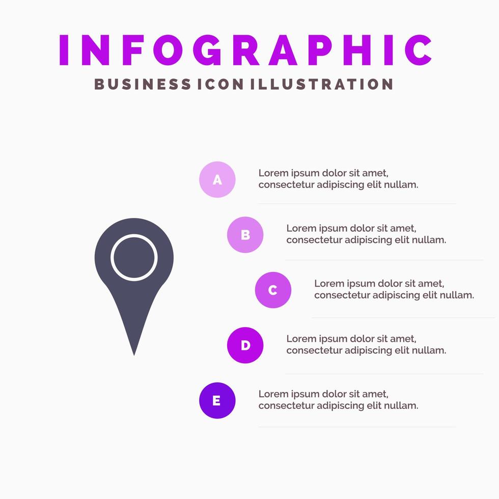 Geo location Location Map Pin Solid Icon Infographics 5 Steps Presentation Background vector