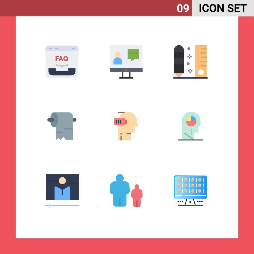 9 Universal Flat Colors Set for Web and Mobile Applications tissue cleaning online scale pencil Editable Vector Design Elements