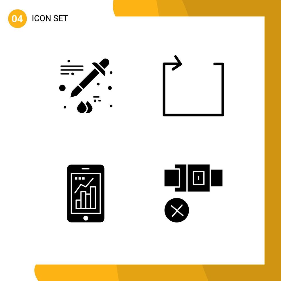 Modern Set of Solid Glyphs and symbols such as color mobile arrow graph belt Editable Vector Design Elements