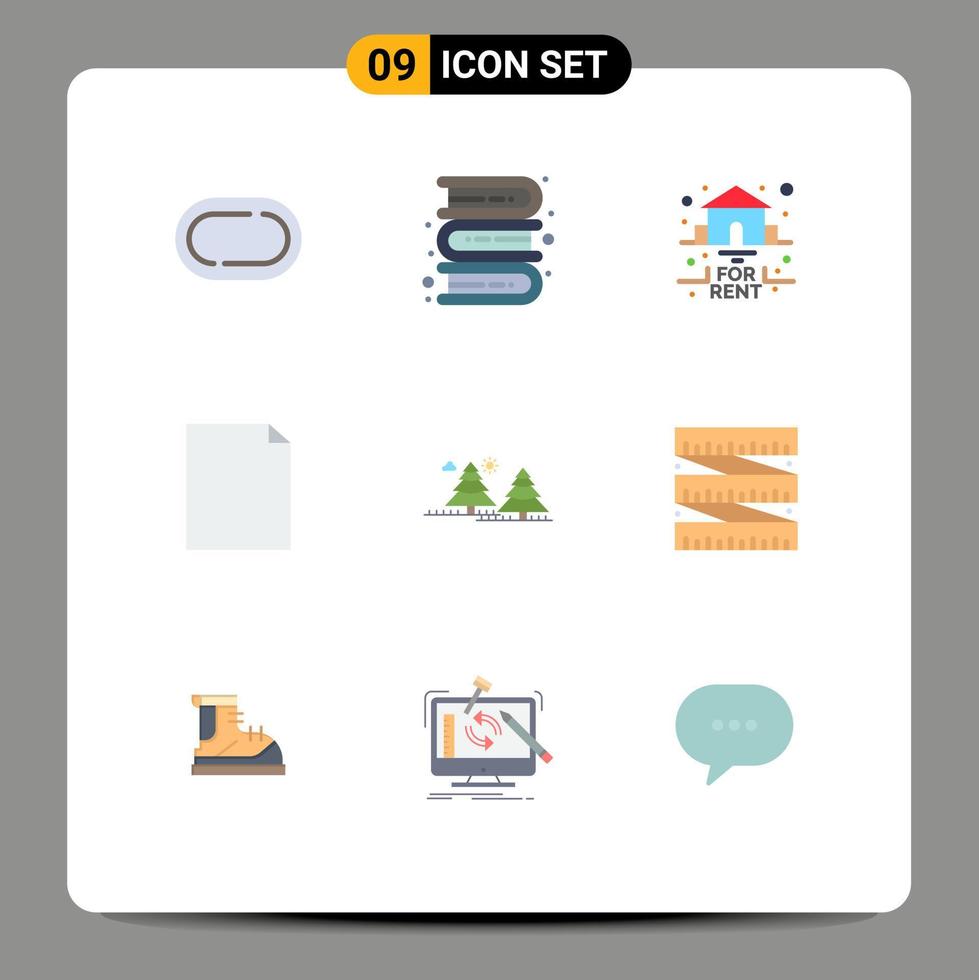 User Interface Pack of 9 Basic Flat Colors of tree camping for forest file Editable Vector Design Elements
