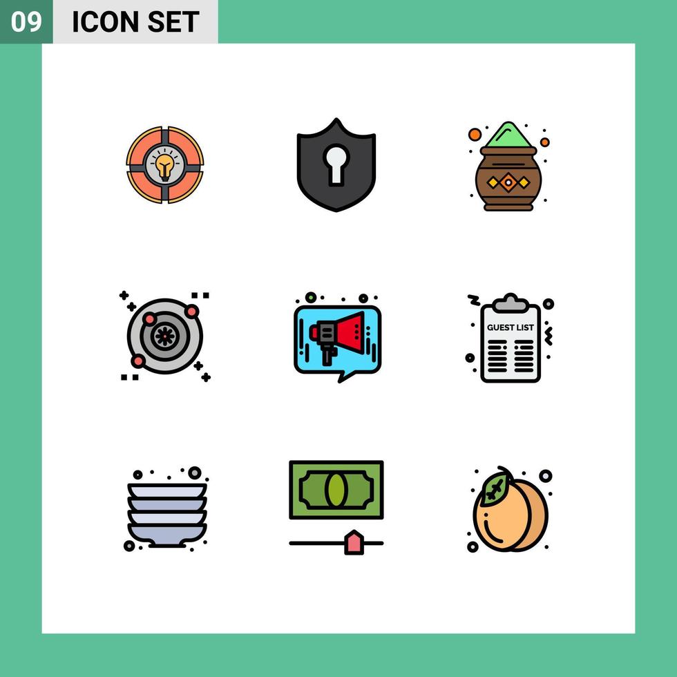 Set of 9 Modern UI Icons Symbols Signs for marketing chat color space galaxy Editable Vector Design Elements