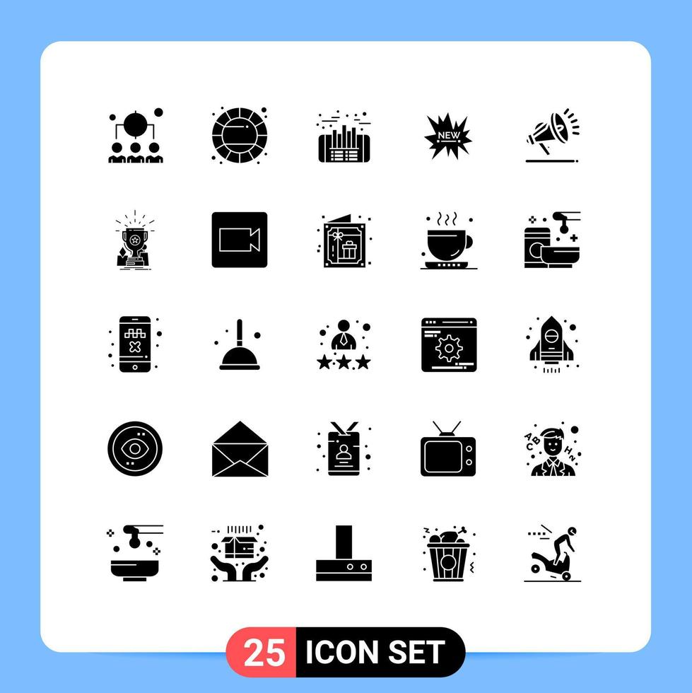 Set of 25 Commercial Solid Glyphs pack for security new finance tag ecommerce Editable Vector Design Elements