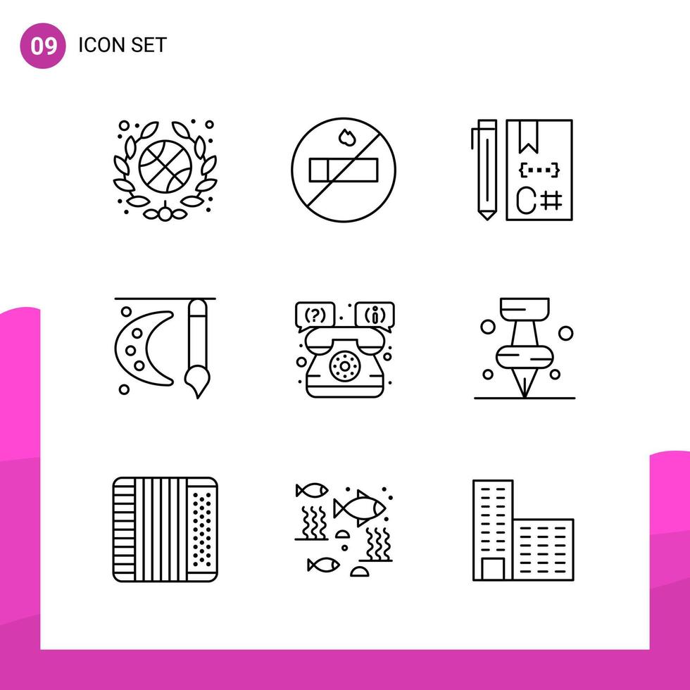 Outline Icon set Pack of 9 Line Icons isolated on White Background for responsive Website Design Print and Mobile Applications vector