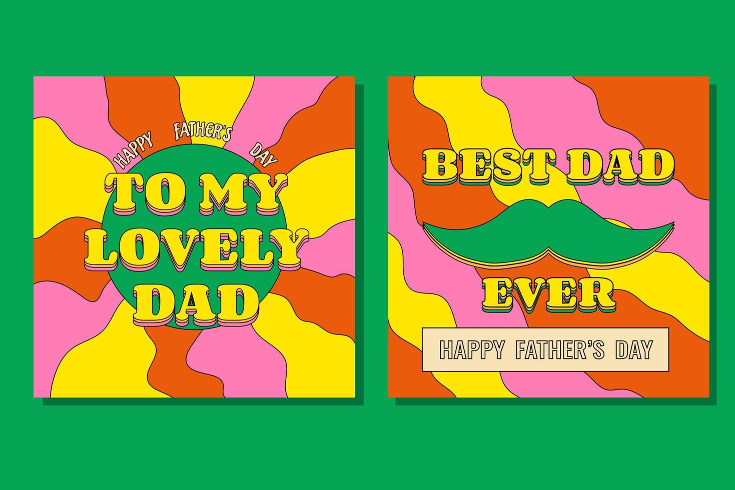 Set of two Greeting Cards with Father's Day in Retro Style vector