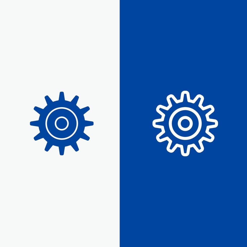 Gear Setting Wheel Line and Glyph Solid icon Blue banner Line and Glyph Solid icon Blue banner vector