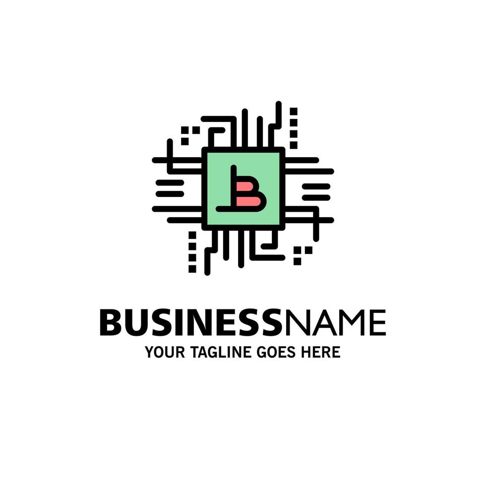 Money Industry Bitcoin Computer Finance Business Logo Template Flat Color vector