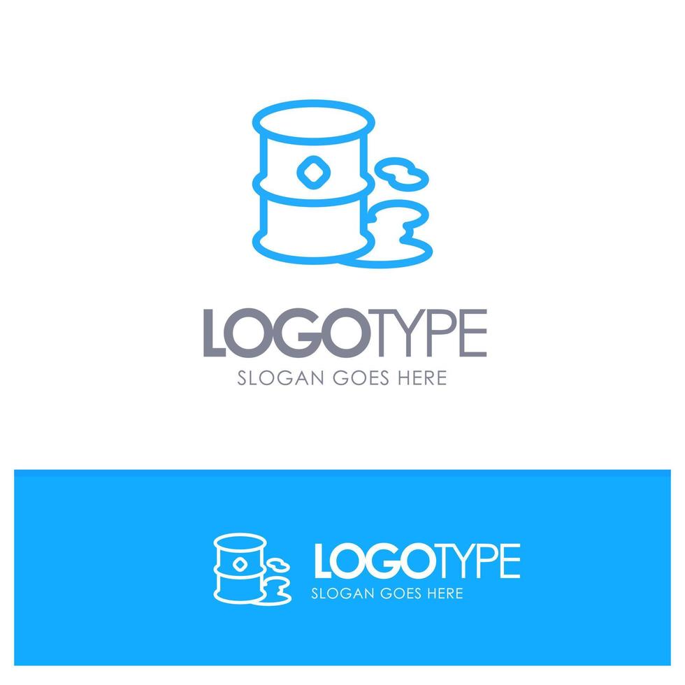 Barrels Environment Garbage Pollution Blue outLine Logo with place for tagline vector