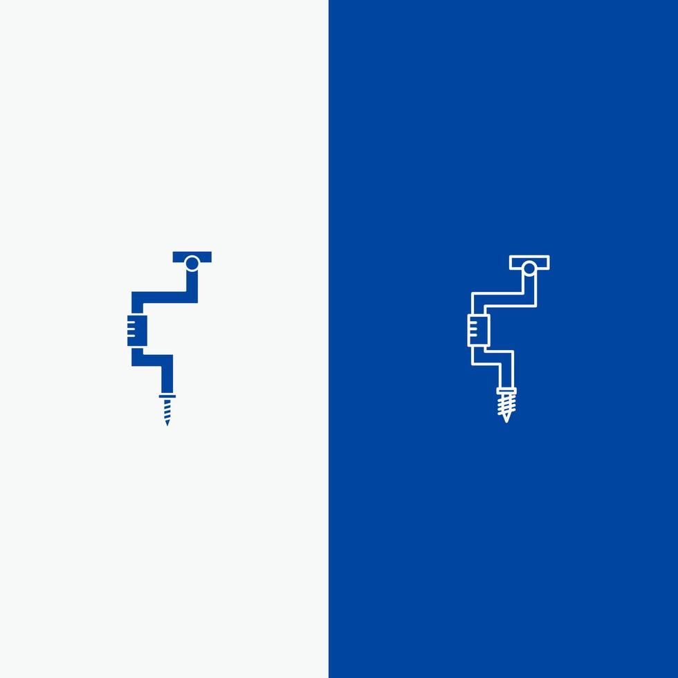 Drill Carpenter Tool Tool Well Line and Glyph Solid icon Blue banner Line and Glyph Solid icon Blue banner vector