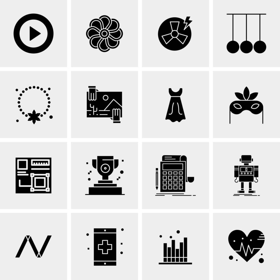 16 iconos de negocios universales vector ilustración de icono creativo para usar en proyectos relacionados con la web y dispositivos móviles