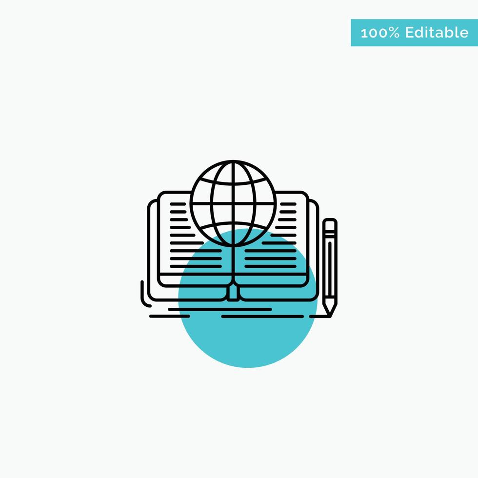 Writing Novel Book Story Theory turquoise highlight circle point Vector icon