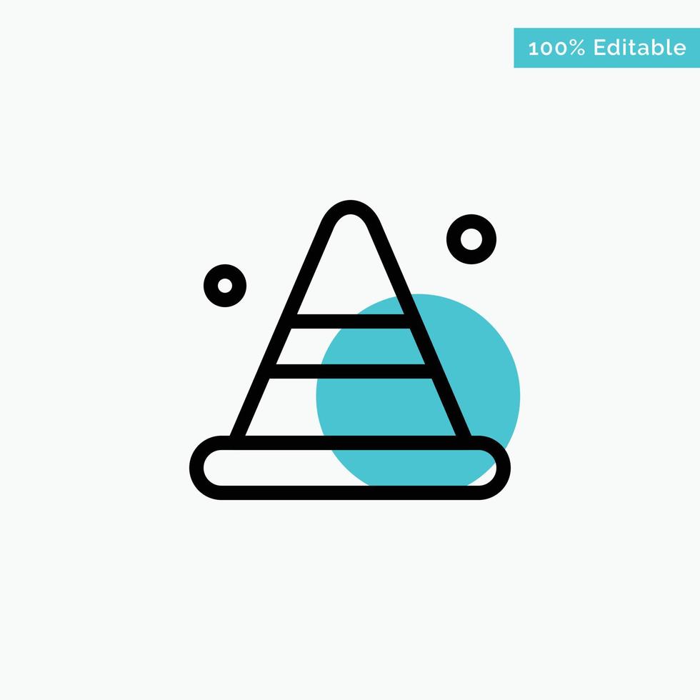 Alert Cone Construction Road turquoise highlight circle point Vector icon