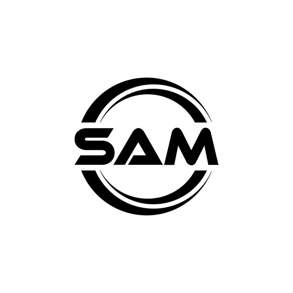 SAM letter logo design in illustration. Vector logo, calligraphy designs for logo, Poster, Invitation, etc.