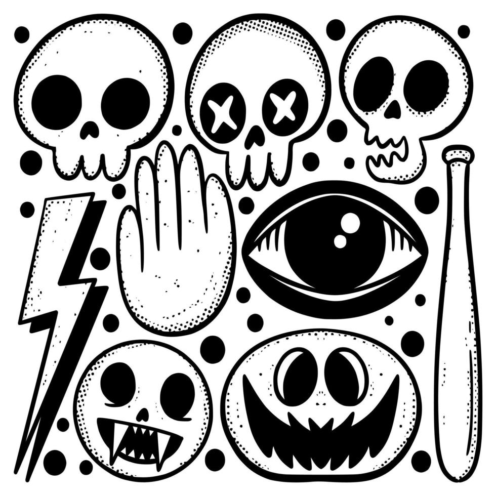 Collection set sketch doodle Illustration hand drawn black and white vector