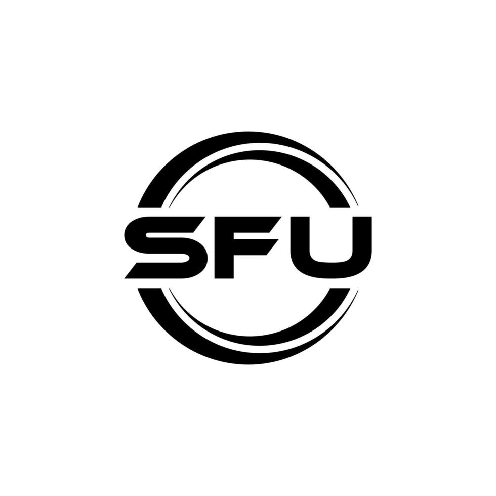 SFU letter logo design in illustration. Vector logo, calligraphy designs for logo, Poster, Invitation, etc.