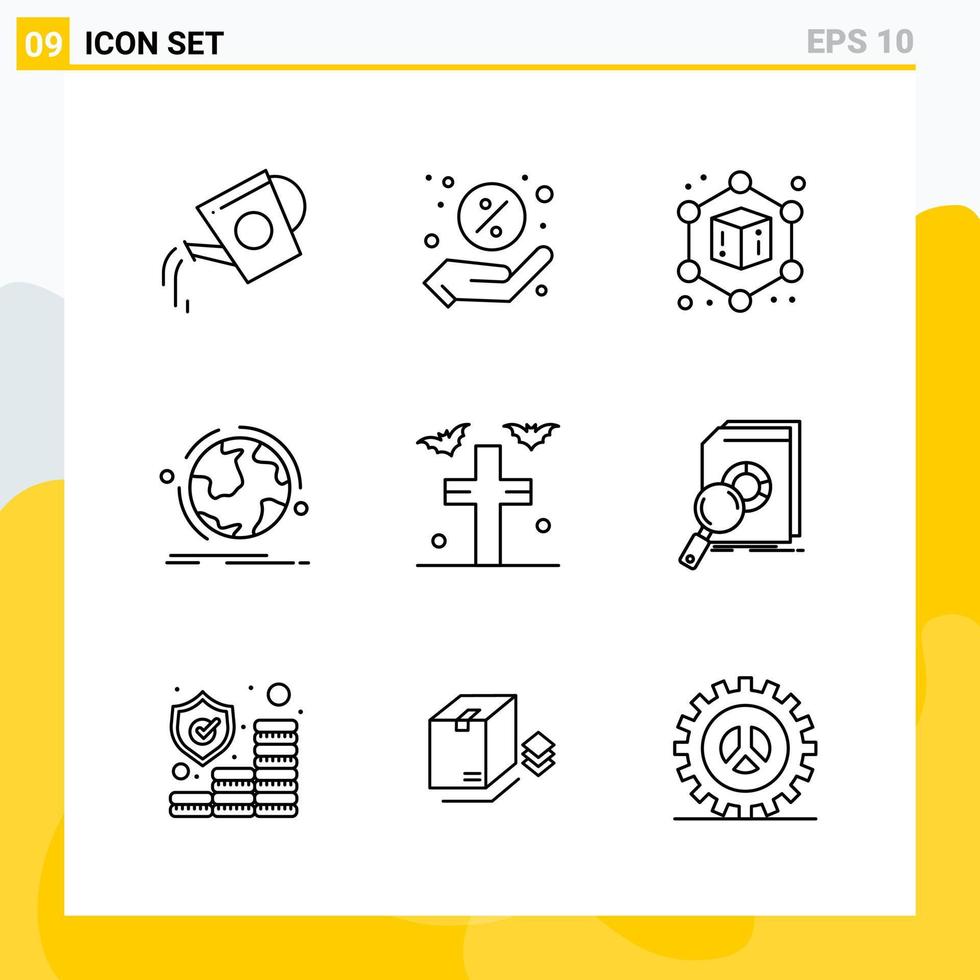 Collection of 9 Universal Line Icons Icon Set for Web and Mobile vector