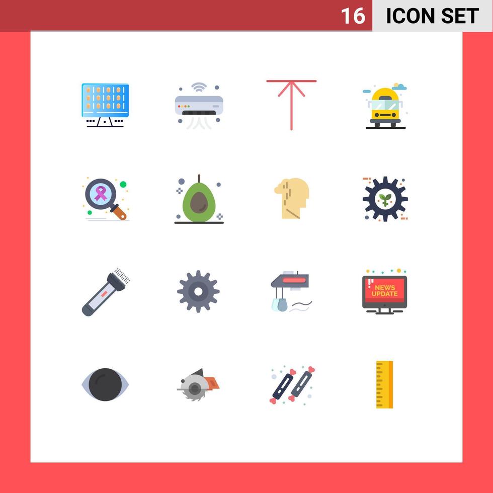 Modern Set of 16 Flat Colors Pictograph of infection van wifi bus city Editable Pack of Creative Vector Design Elements
