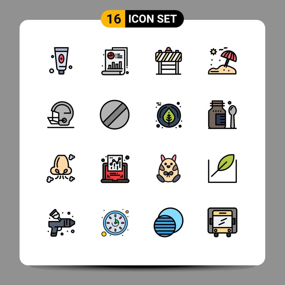 paquete de iconos de vector de stock de 16 signos y símbolos de línea para casco de béisbol firmar vacaciones playa elementos de diseño de vector creativo editable