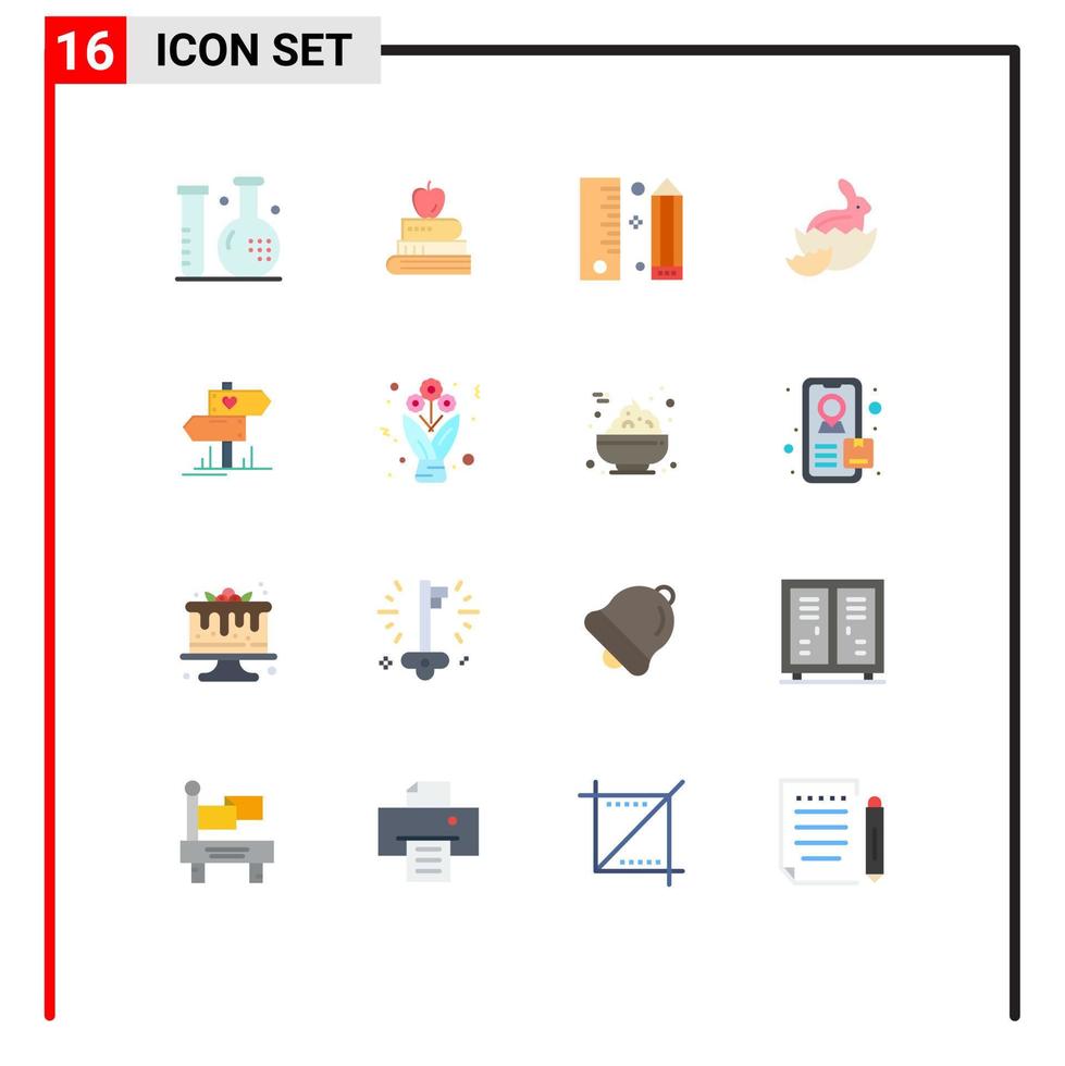 16 iconos creativos, signos y símbolos modernos de la naturaleza, educación de pascua, lápiz robbit, paquete editable de elementos creativos de diseño de vectores. vector