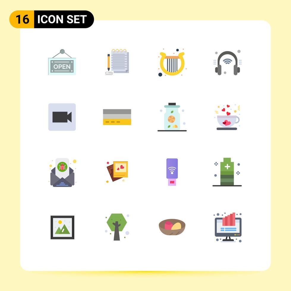 Stock Vector Icon Pack of 16 Line Signs and Symbols for video camera ireland internet of things helpdesk Editable Pack of Creative Vector Design Elements