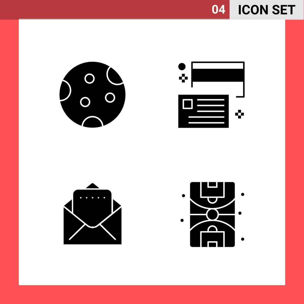 paquete de 4 iconos símbolos de glifo de estilo sólido sobre fondo blanco signos simples para diseño general vector