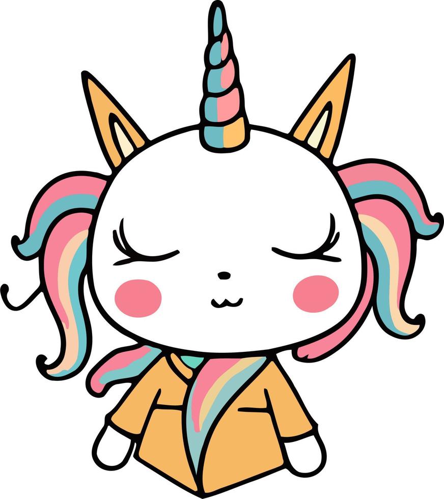 Relaxed Chibi Unicorn Illustration vector