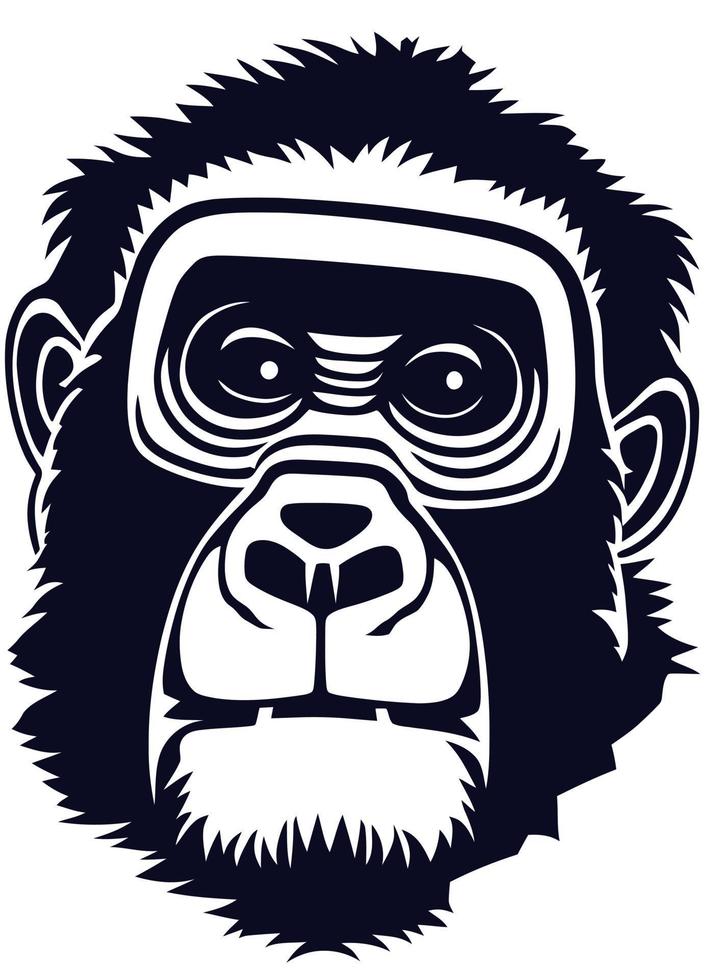 Black and White Gorilla Face vector