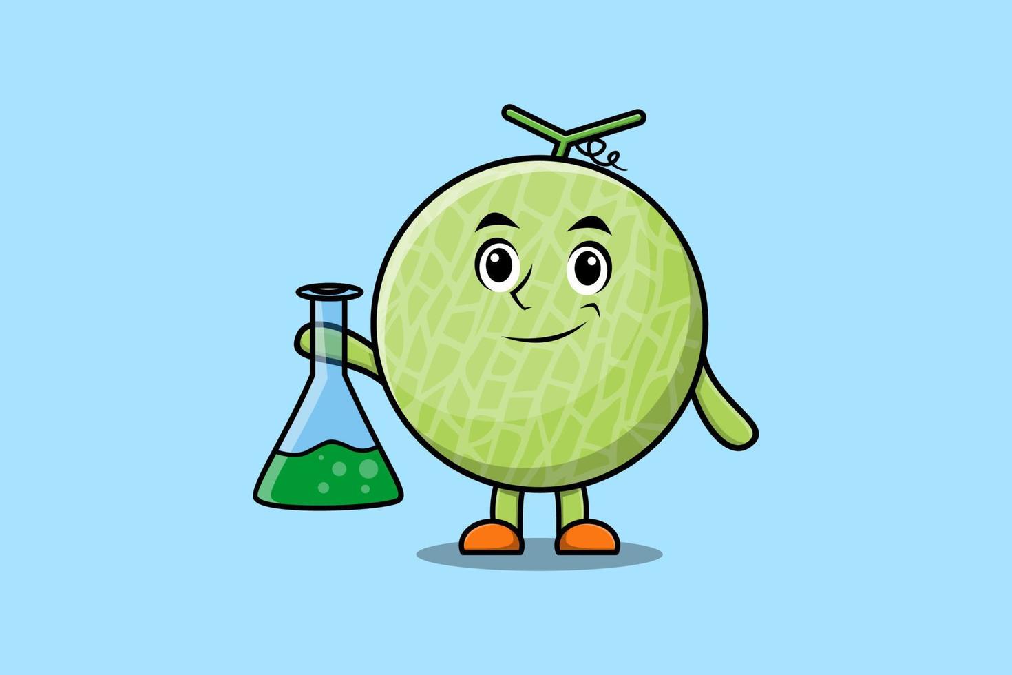 personaje de mascota de dibujos animados lindo melón como científico vector