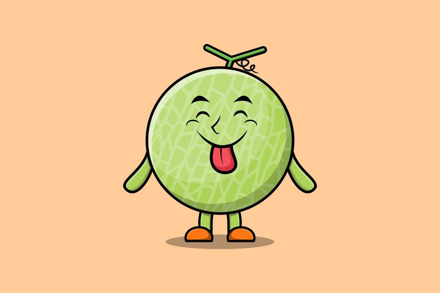 cartoon Melon character with flashy expression vector