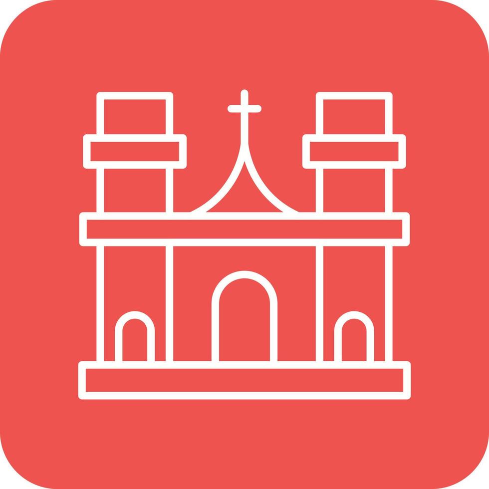 Notre Dame Line Round Corner Background Icons vector
