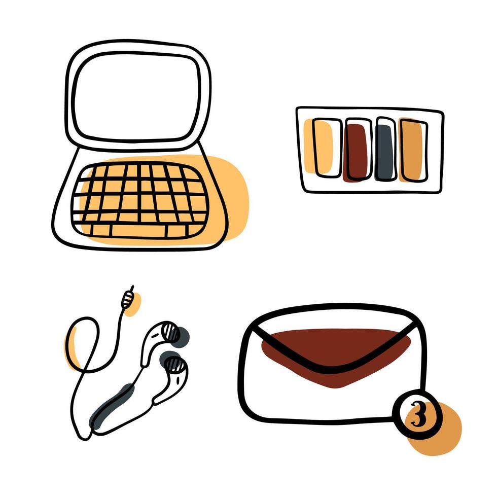 Doodle set of study icons vector