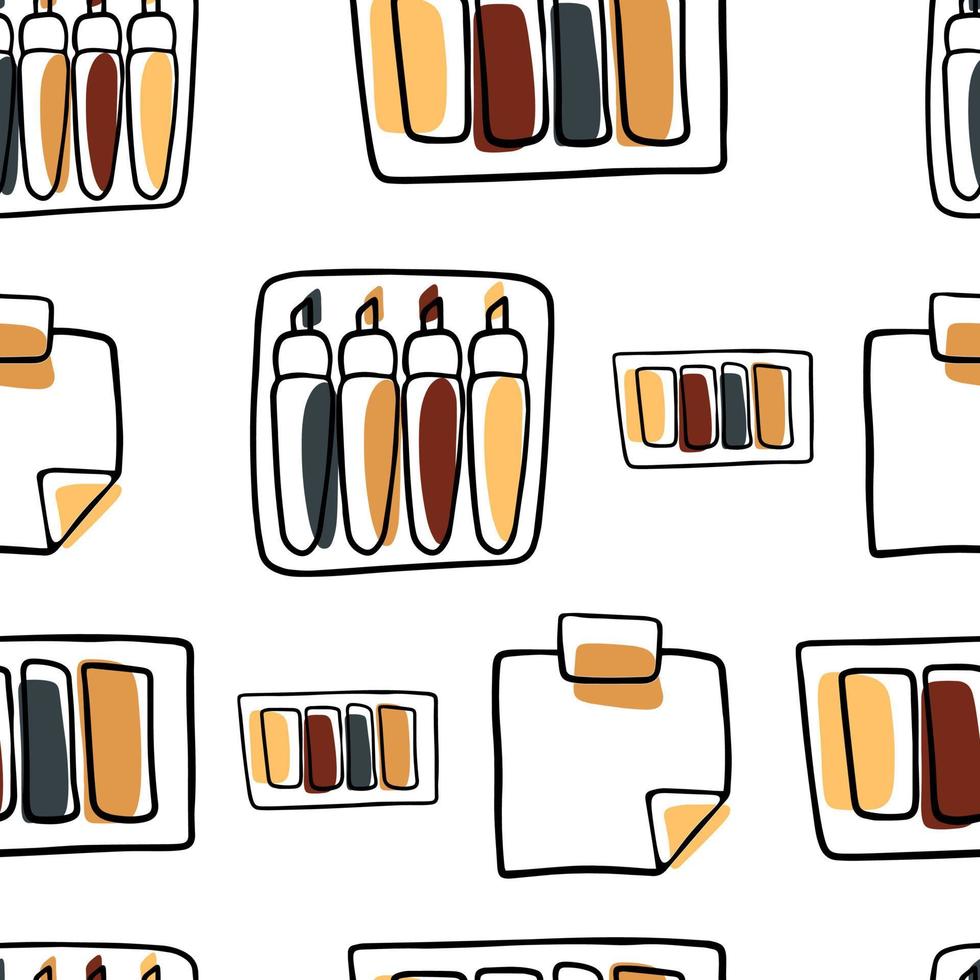 Seamless pattern Doodle set work at home office vector