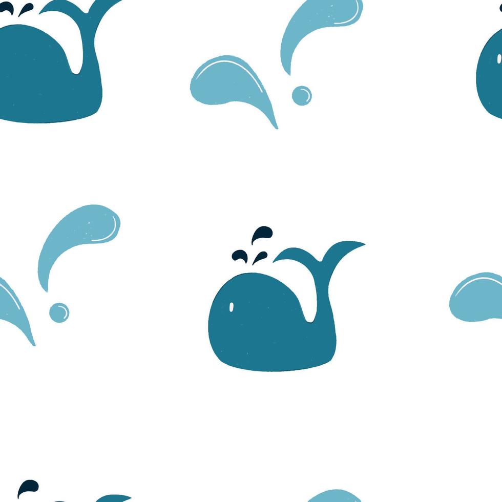 Seamless pattern Dolphin marine life hand drawn vector