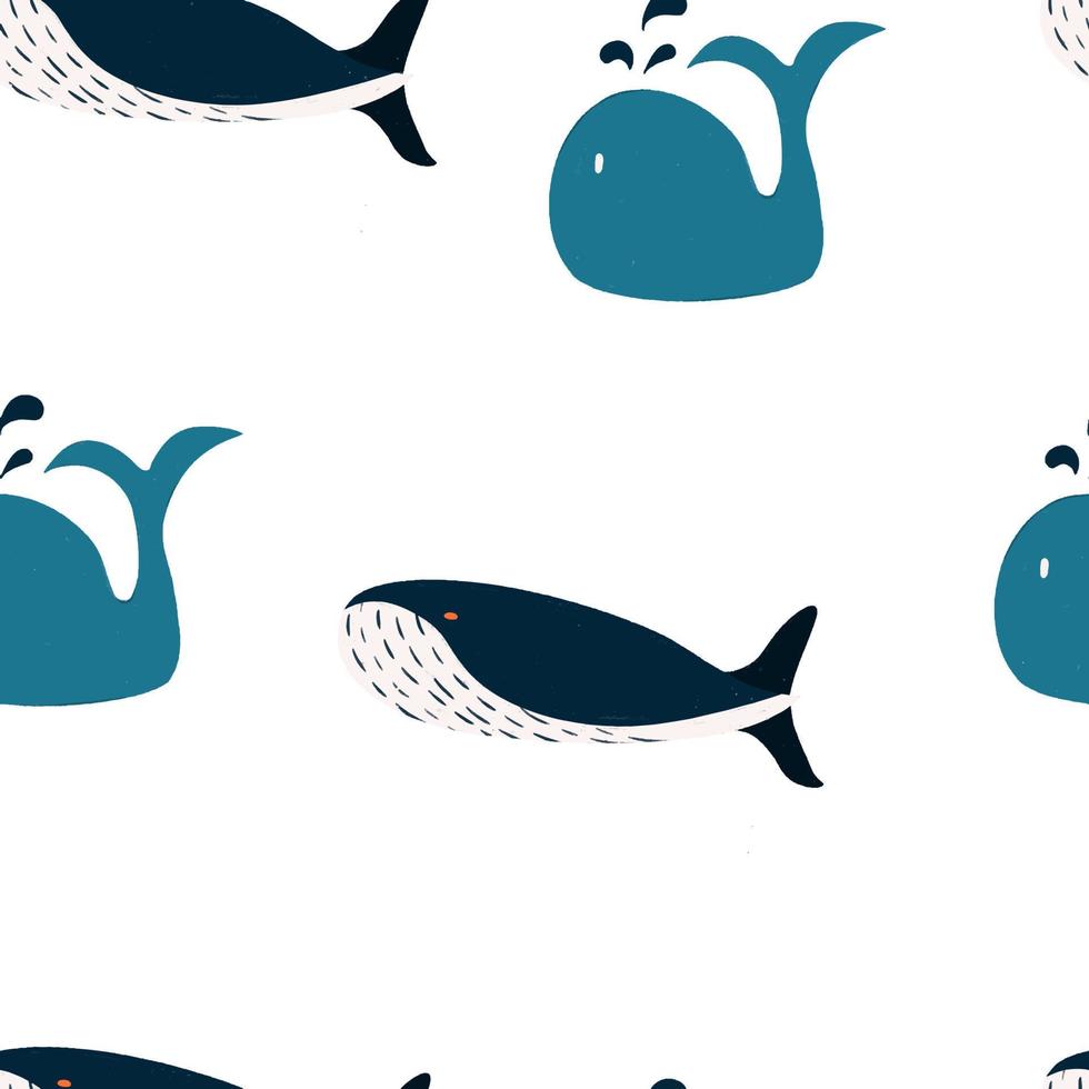 Seamless pattern Killer whales marine life hand drawn vector