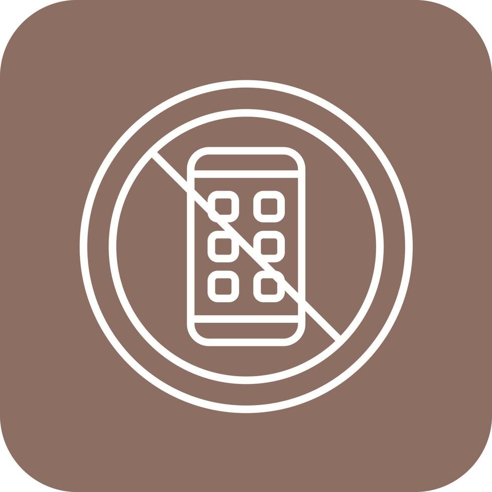 No Phone Line Round Corner Background Icons vector