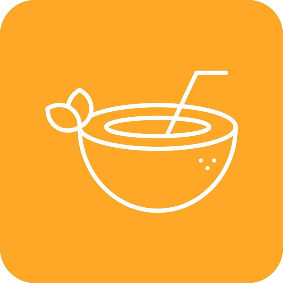 Coconut Drink Line Round Corner Background Icons vector