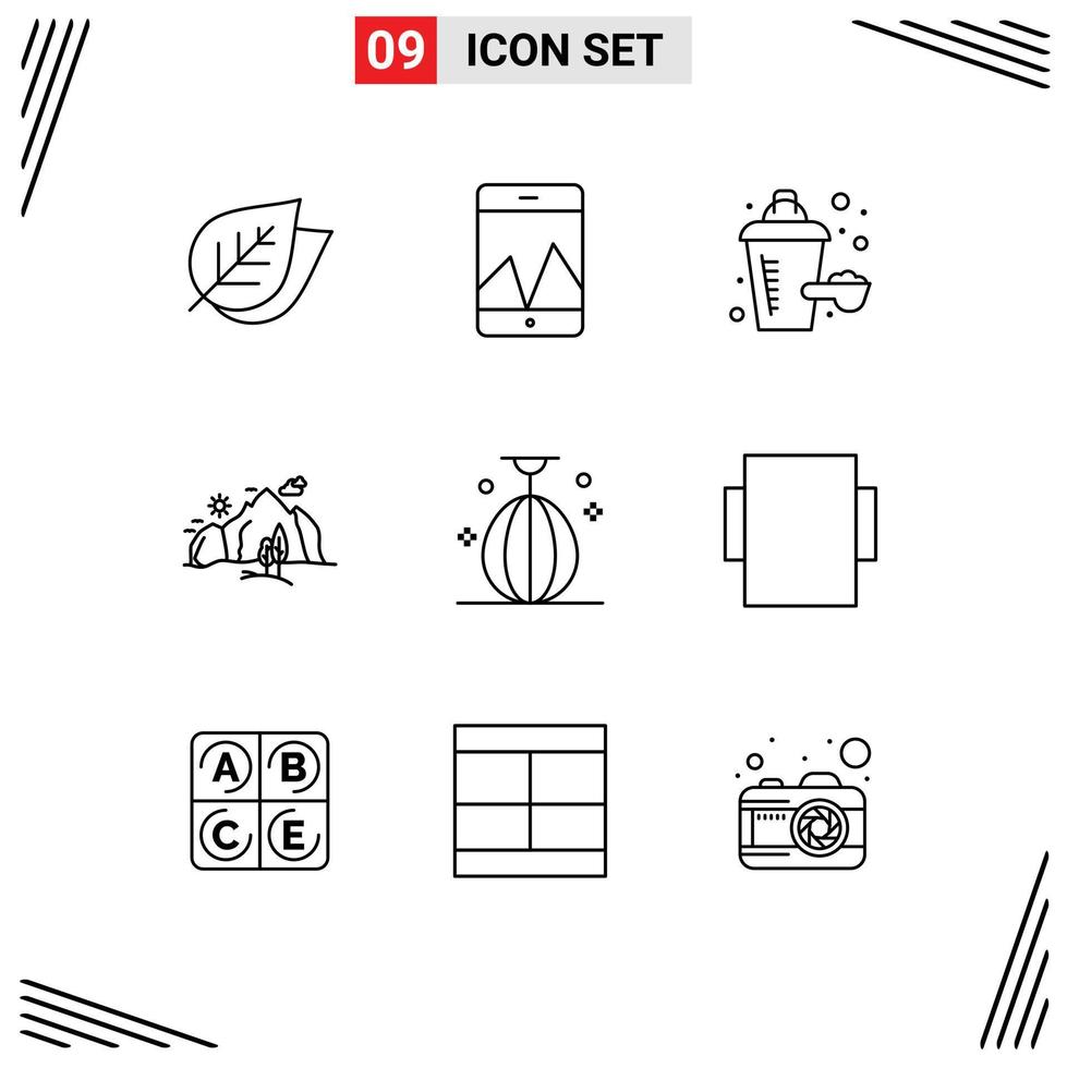 Set of 9 Modern UI Icons Symbols Signs for small bag nutrition supplement tree nature Editable Vector Design Elements