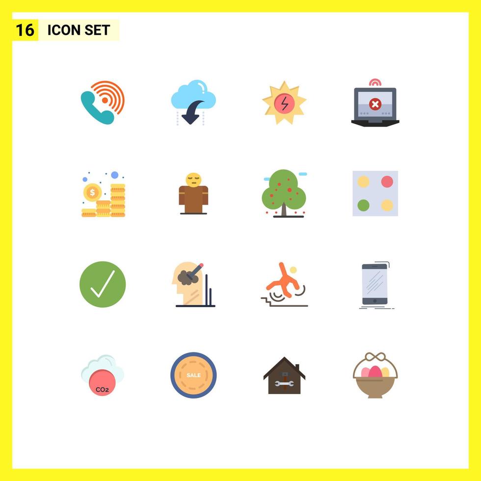 Modern Set of 16 Flat Colors and symbols such as budget computing arrow laptop energy Editable Pack of Creative Vector Design Elements