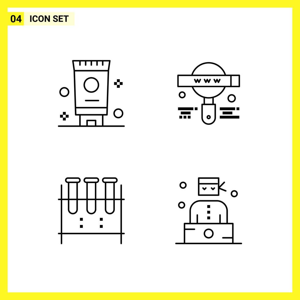 4 Icon Set Simple Line Symbols Outline Sign on White Background for Website Design Mobile Applications and Print Media vector