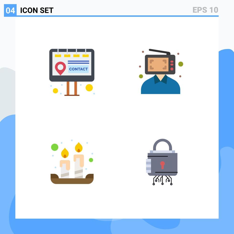 Set of 4 Commercial Flat Icons pack for billboard easter content man light Editable Vector Design Elements