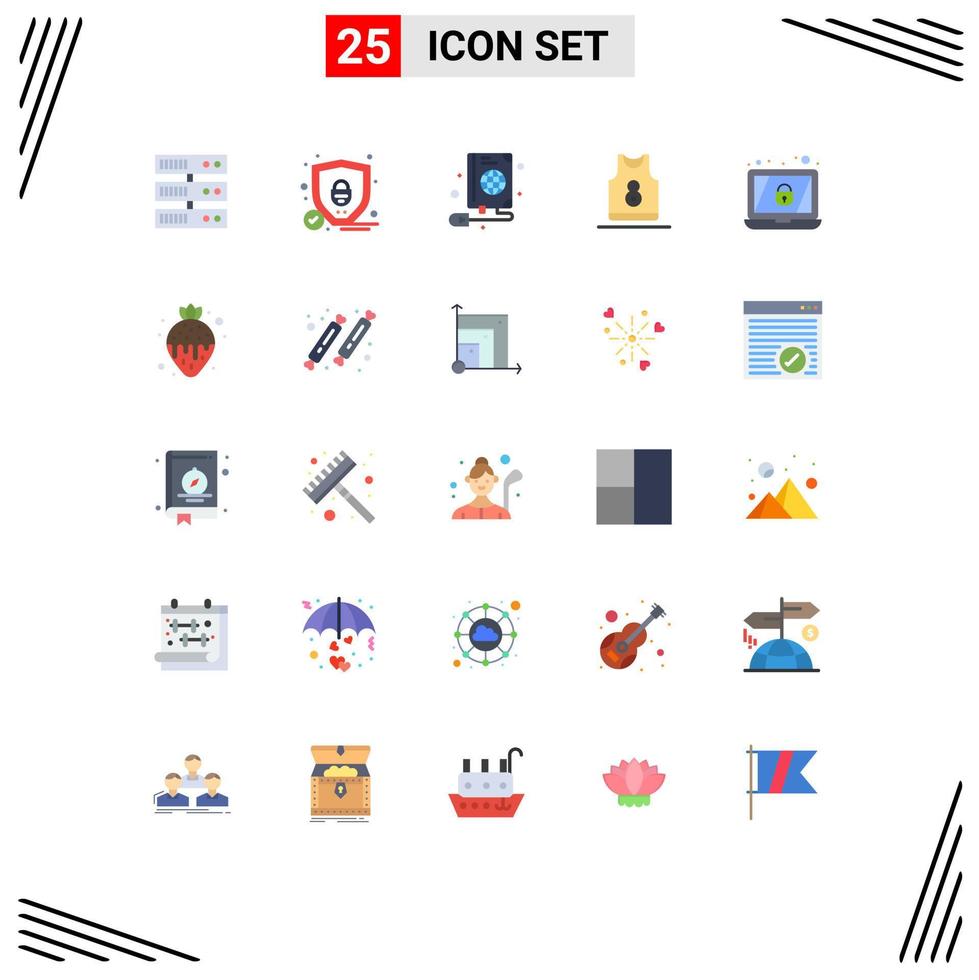 Universal Icon Symbols Group of 25 Modern Flat Colors of lock encryption web garments sport Editable Vector Design Elements