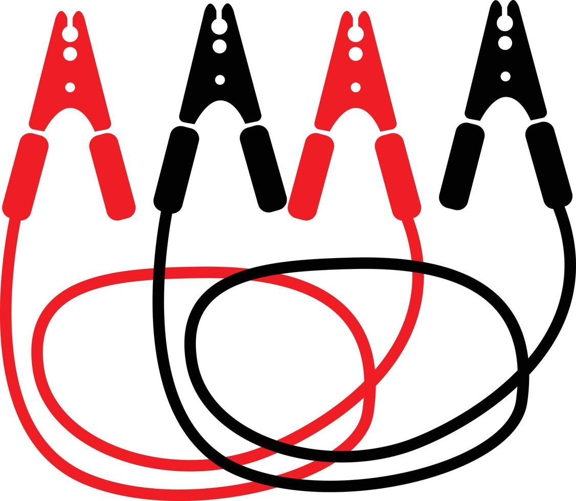 car battery jumper power on white background. Car battery jumper power cables. flat style. vector