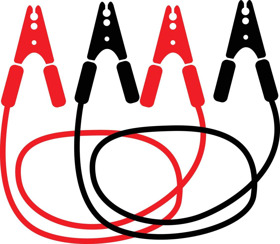 potencia de puente de batería de coche sobre fondo blanco. Cables de alimentación de puente de batería de coche. estilo plano vector