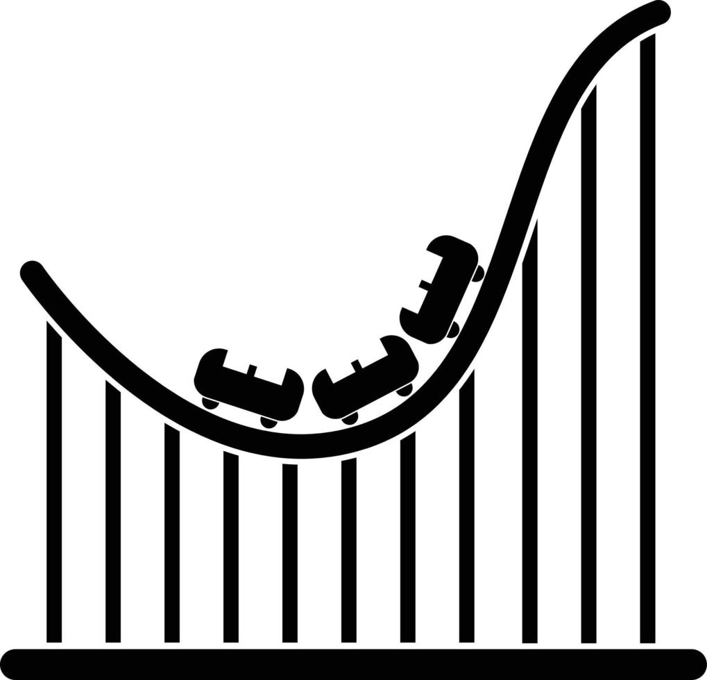 icono de pista de montaña rusa sobre fondo blanco. señal de atracción de la montaña rusa. montaña rusa del parque de atracciones. estilo plano vector